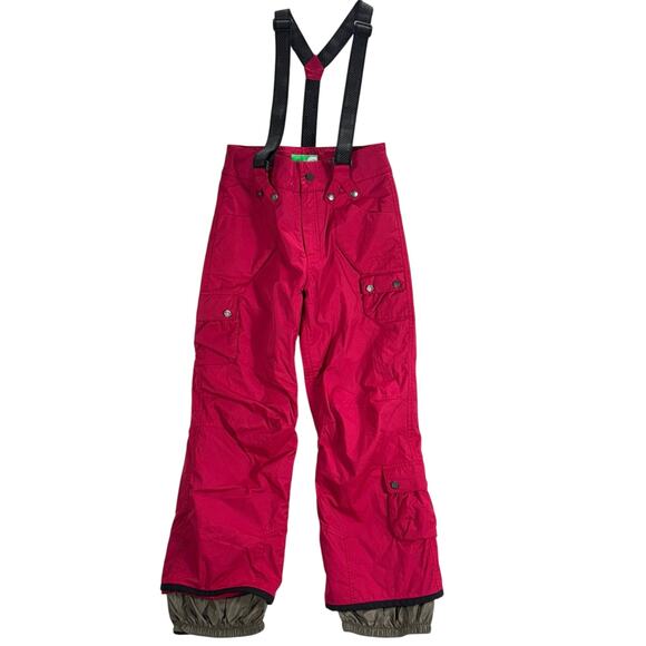 Orage Ski Snowboard Pants Girls Size 12 Pink Cargo Suspenders Cargo Pockets - Picture 2 of 16